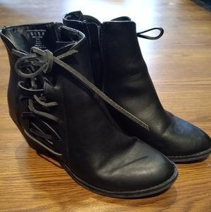Black Lace-Up Ankle Boots